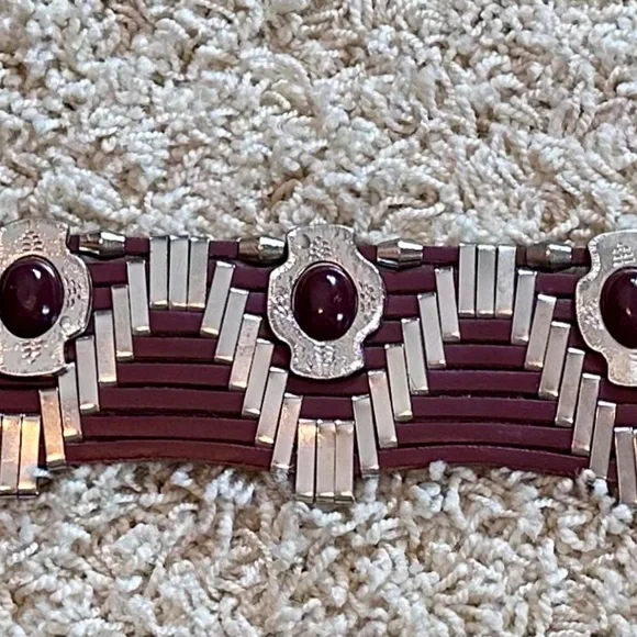 Free People Maria Southwest Leather Wide Waist Belt Size Small 32" EUC - Picture 5 of 8